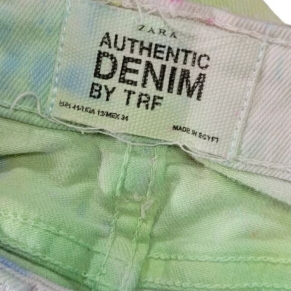 Upcycled Tie Dye Zara TFC Raw Hem Jeans 12 Custom - Picture 3 of 4